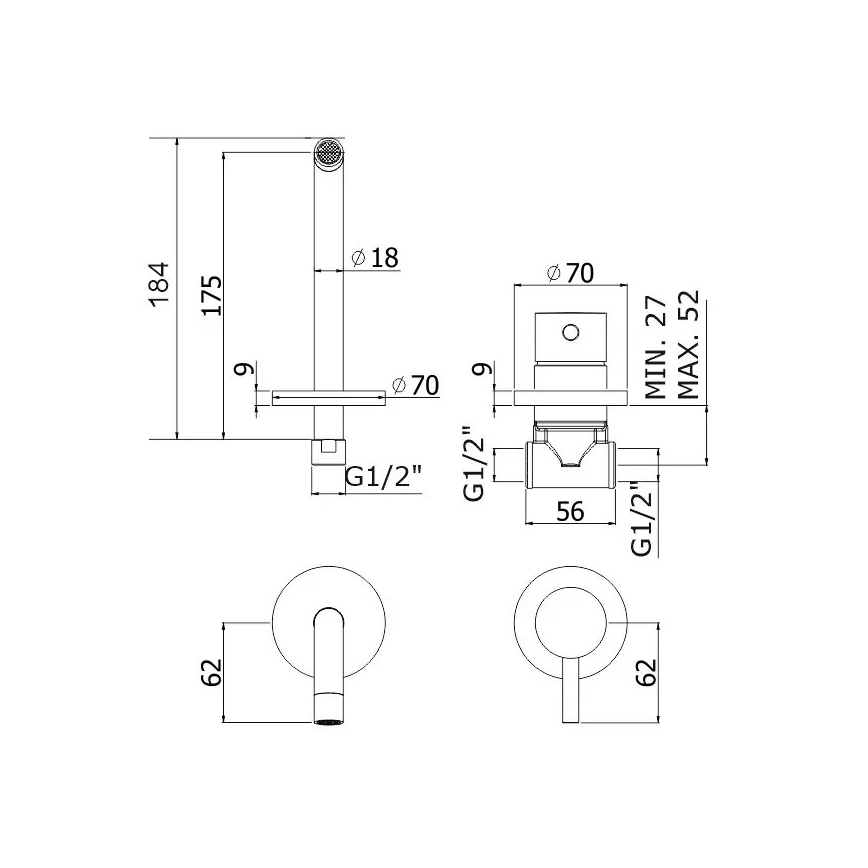 Paffoni - Inbouw-wastafelkraan LIGHT in glanzend chroom