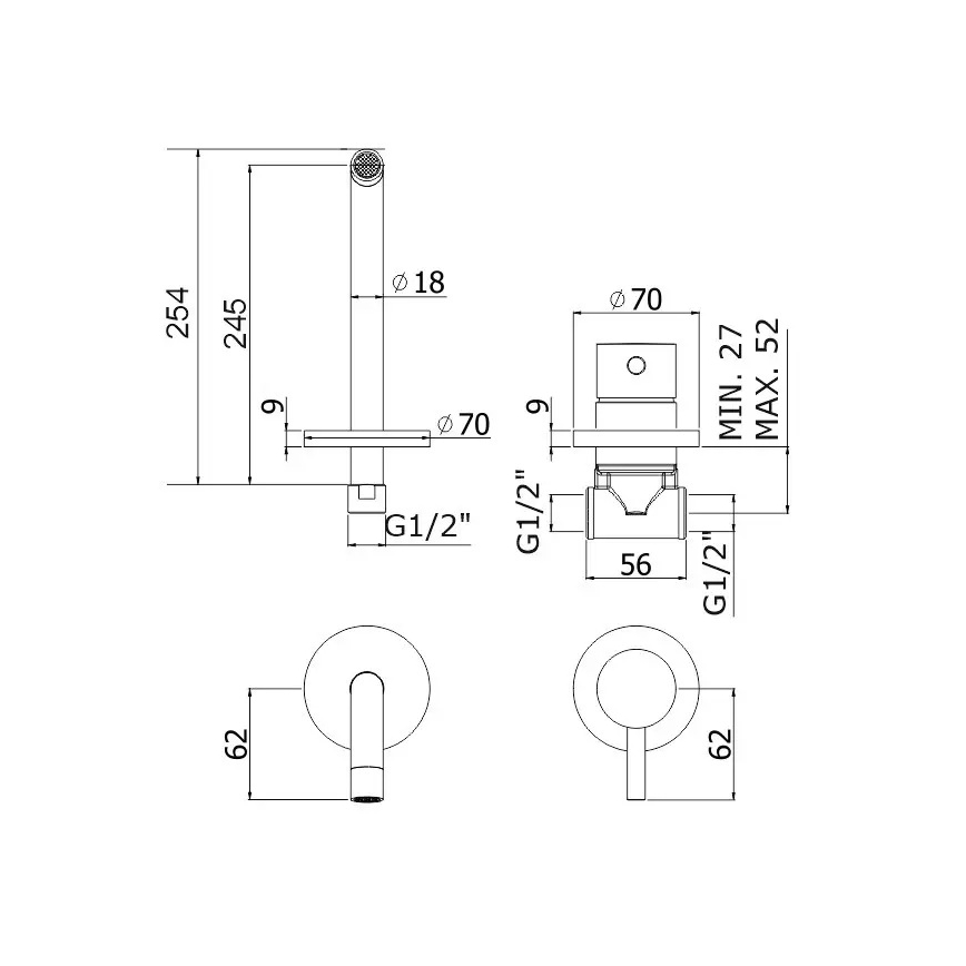 Paffoni - Inbouw-wastafelmengkraan LIGHT, glanzend chroom