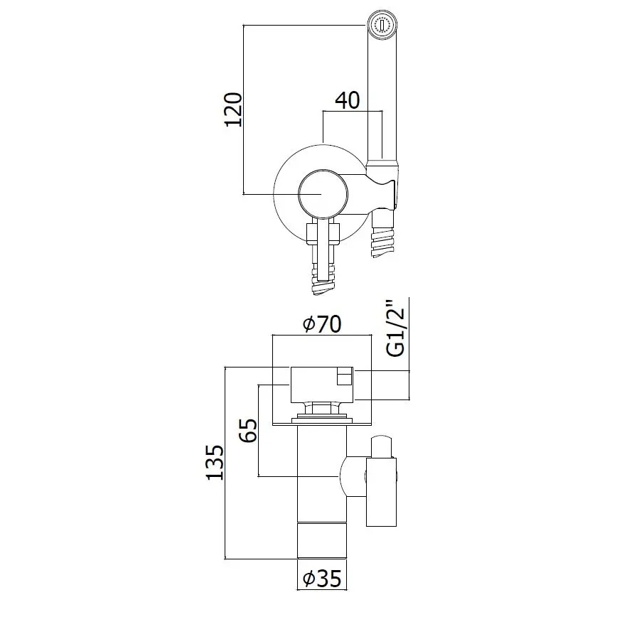 Paffoni - Wandset met handdouche voor bidet voor inbouwmontage RINGO WEST wit