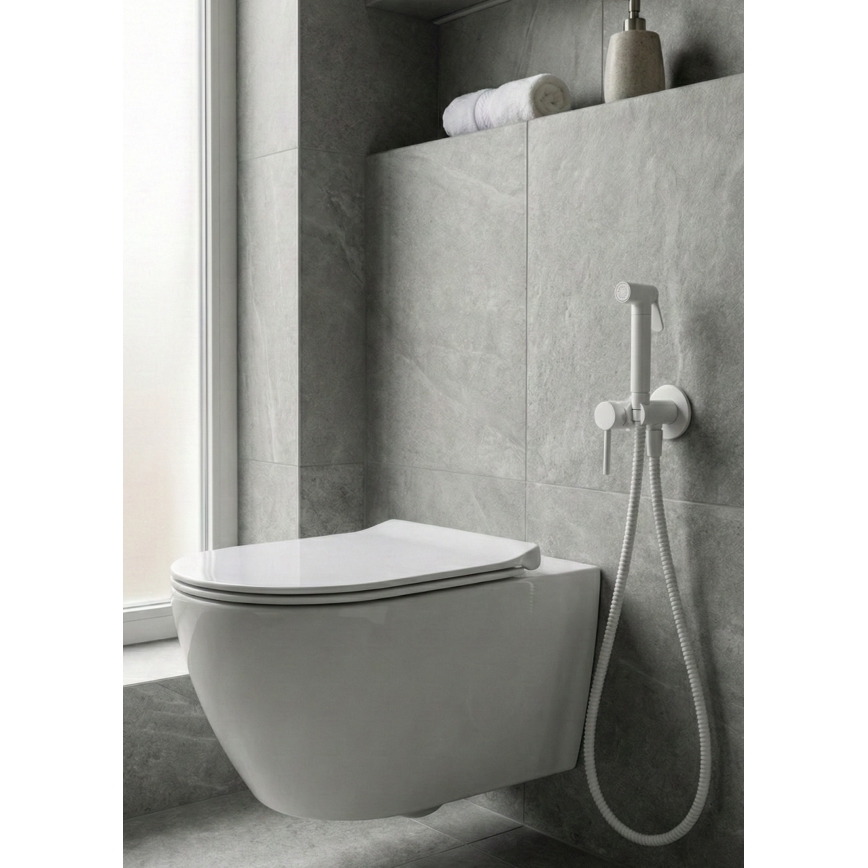 Paffoni - Wandset met handdouche voor bidet voor inbouwmontage RINGO WEST wit