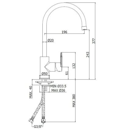 Paffoni - Keukenkraan CANDY glanzend chroom