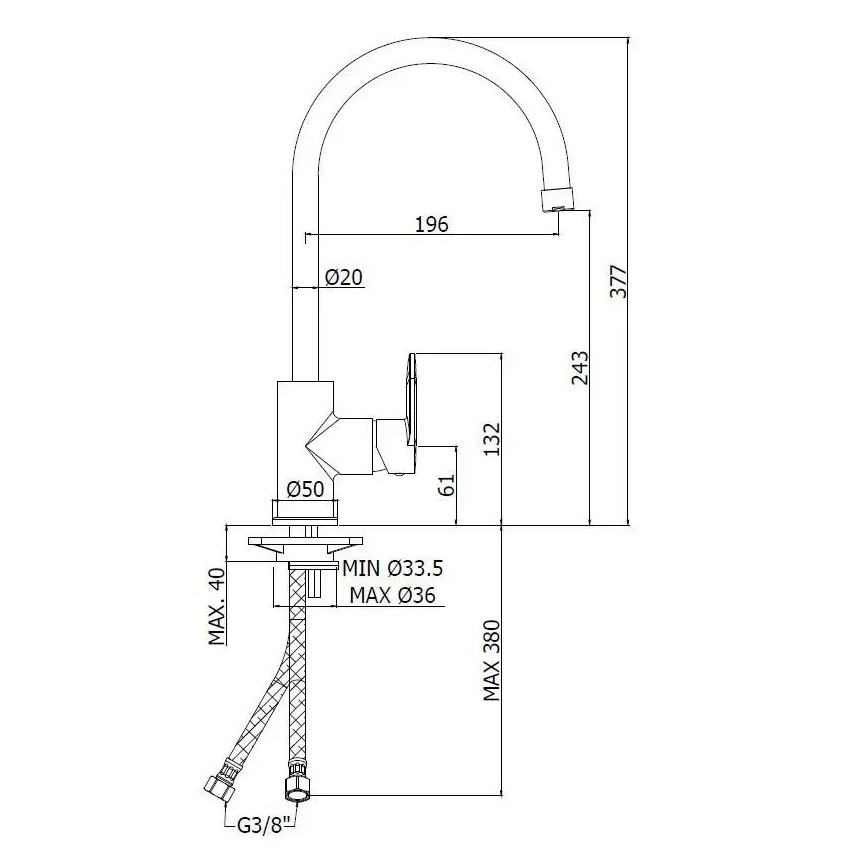 Paffoni - Keukenkraan CANDY glanzend chroom