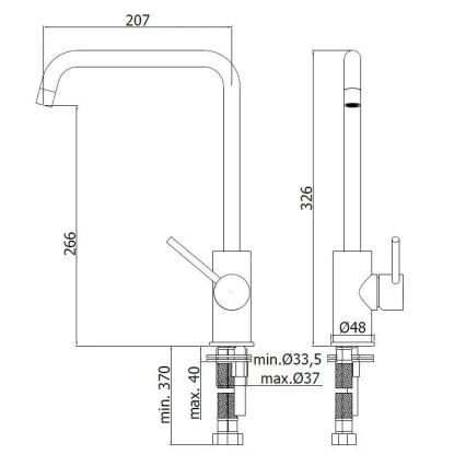 Paffoni - Keukenkraan LIGHT 32,6 cm glanzend chroom