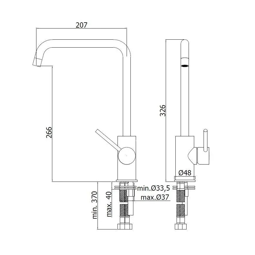 Paffoni - Keukenkraan LIGHT 32,6 cm glanzend chroom