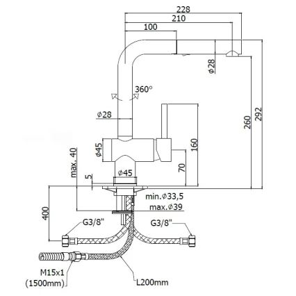 Paffoni - Keukenkraan met uittrekbare sproeikop LIGHT 29,2 cm glanzend chroom