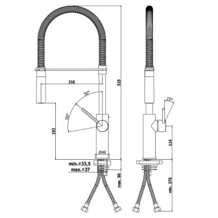 Paffoni - Keukenkraan met uittrekbare sproeikop LIGHT 52,5 cm glanzend chroom