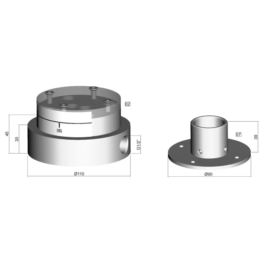 Paffoni - Montagebehuizing voor vloerstaande badkraan LIGHT