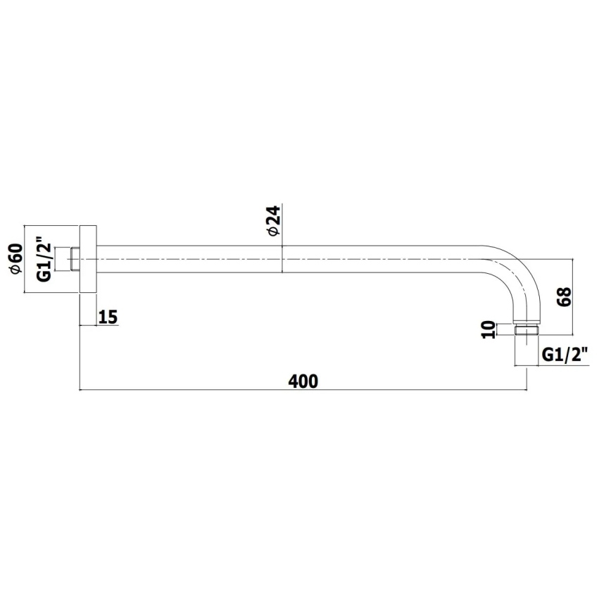 Paffoni - Ronde douchearm 40 cm zwart
