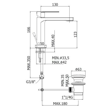 Paffoni - Wastafelkraan + afvoer TANGO RVS