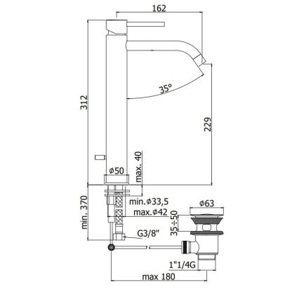Paffoni - Wastafelkraan + klikplug LIGHT geborsteld goud