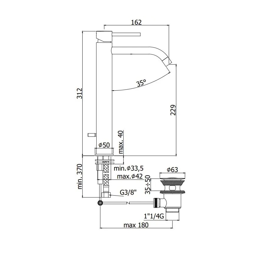 Paffoni - Wastafelkraan + klikplug LIGHT geborsteld goud