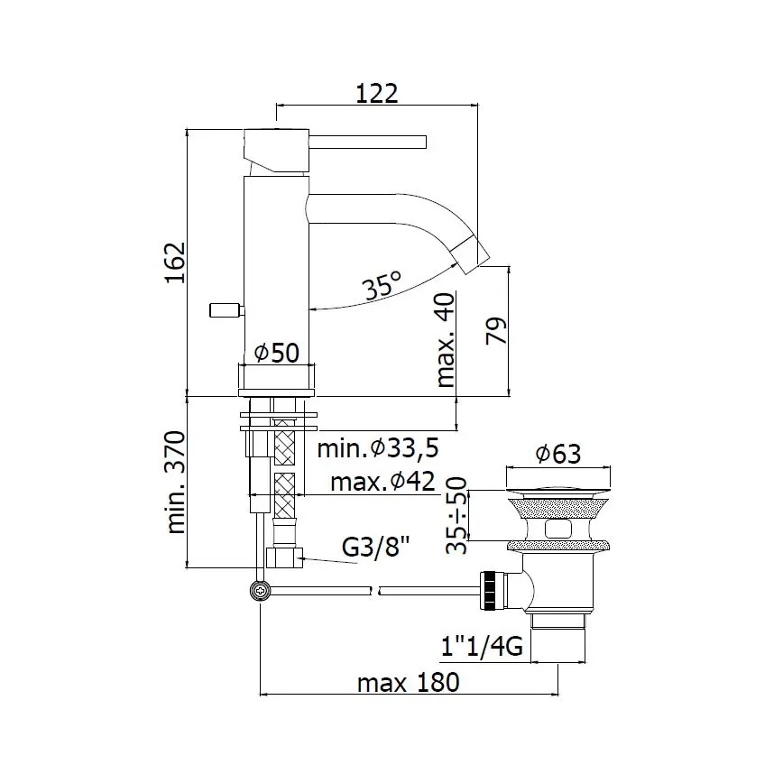 Paffoni - Wastafelkraan LIGHT met afvoer, goud