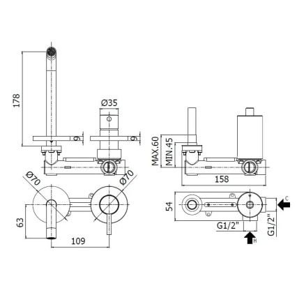 Paffoni - Wastafelkraan LIGHT voor inbouwmontage, mat wit