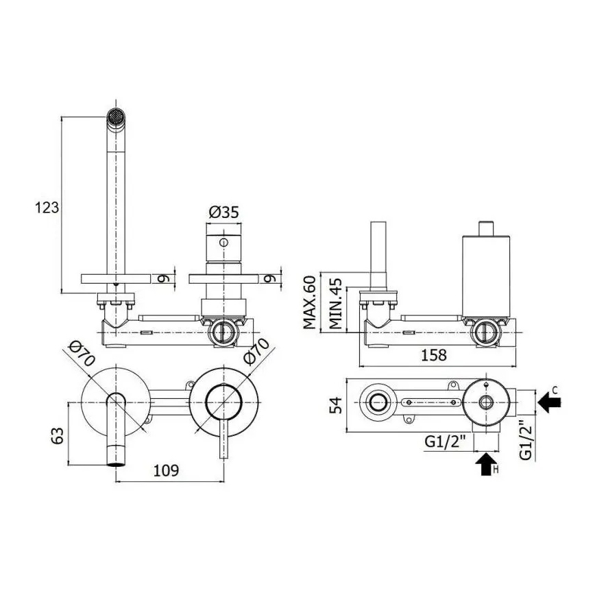 Paffoni - Wastafelkraan voor inbouw LIGHT wit