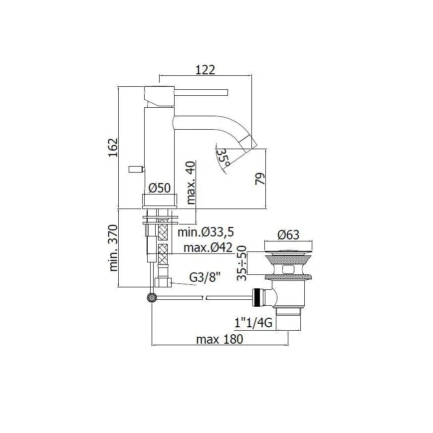Paffoni - Wastafelmengkraan + afvoer LIGHT glanzend chroom