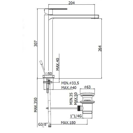 Paffoni - Wastafelmengkraan met afvoer TANGO, glanzend chroom