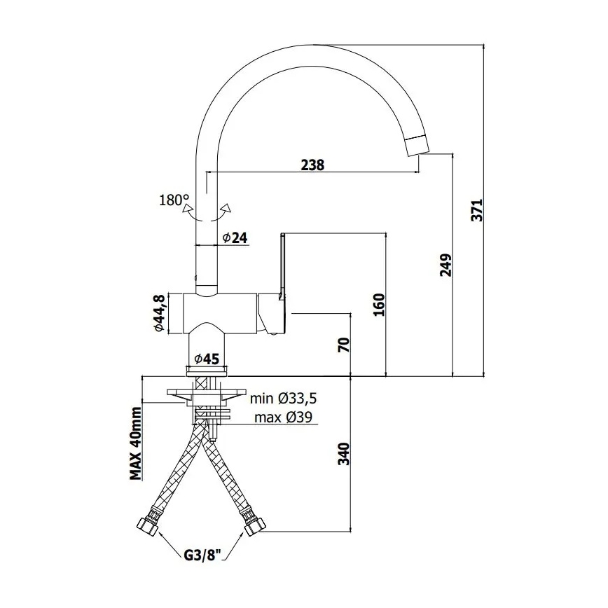 Paffoni - Zwarte RINGO keukenkraan