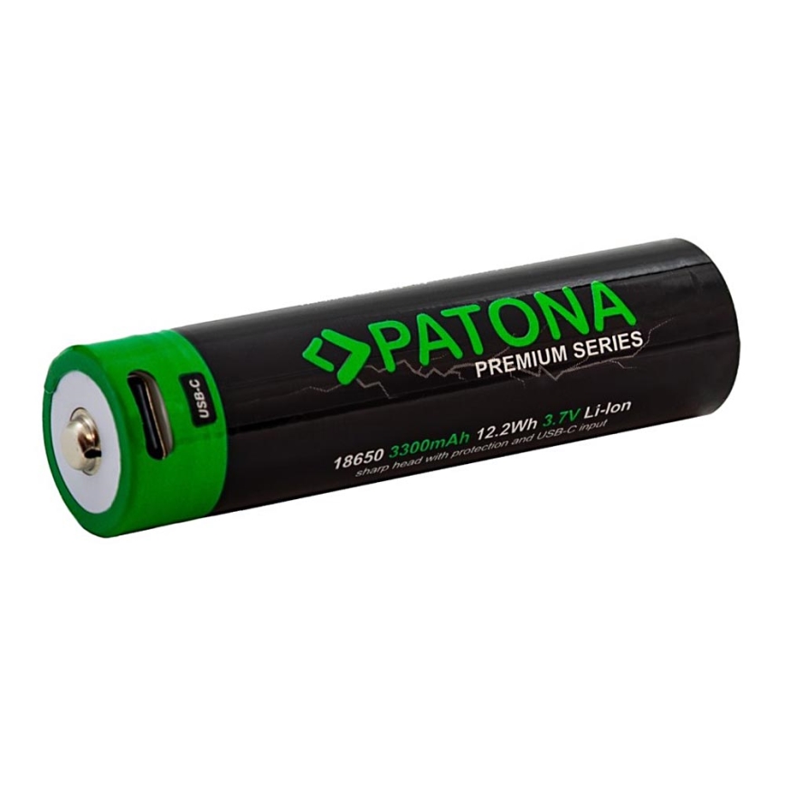 PATONA - Accu 18650 Li-lon 3350mAh PREMIUM 3,7V met USB-C opladen