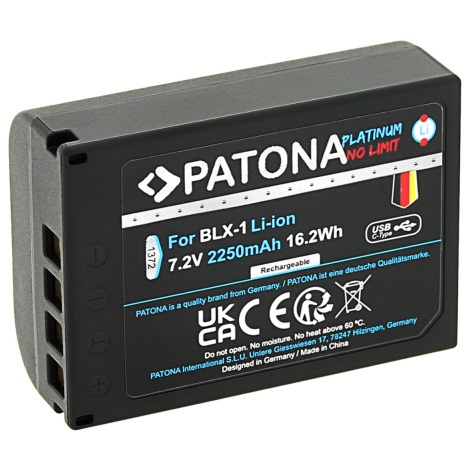 PATONA - Accu Olympus BLX-1 2400mAh Li-Ion Platinum USB-C opladen