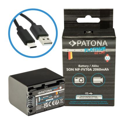 PATONA - Accu Sony NP-FV70A 2060mAh Li-Ion Platinum USB-C opladen