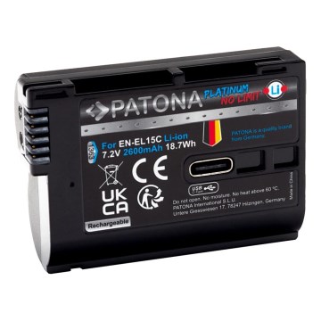PATONA - Accu voor Nikon EN-EL15C 2600mAh Li-Ion Platinum USB-C