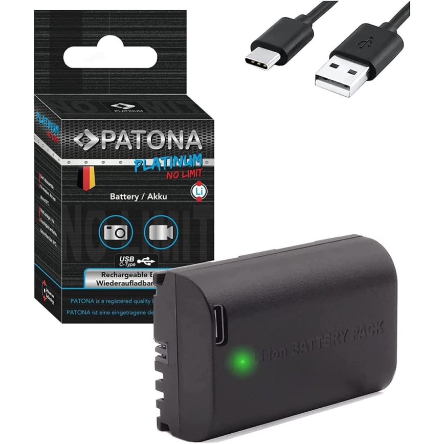 PATONA - Accu Canon LP-E6NH 2600mAh Li-Ion Platinum USB-C