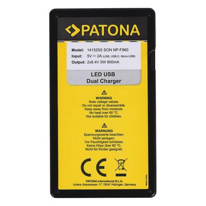 PATONA - Duale oplader Sony NP-F970/F960/F950 USB