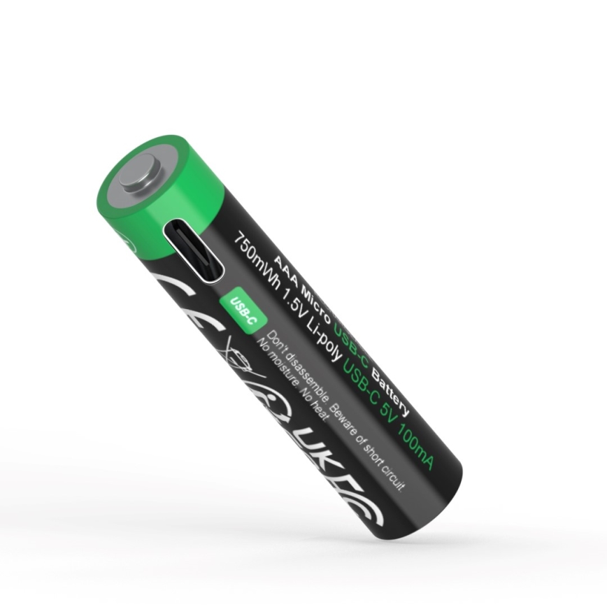 PATONA - SET 4x Accu AAA/LR03 Li-Pol 500mAh 1,5V met USB-C opladen