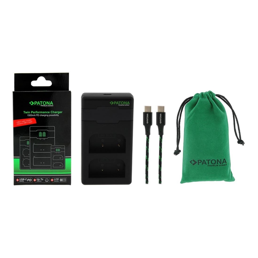 PATONA - Snellader Dual Olympus BLX-1 + kabel USB-C 0.6m