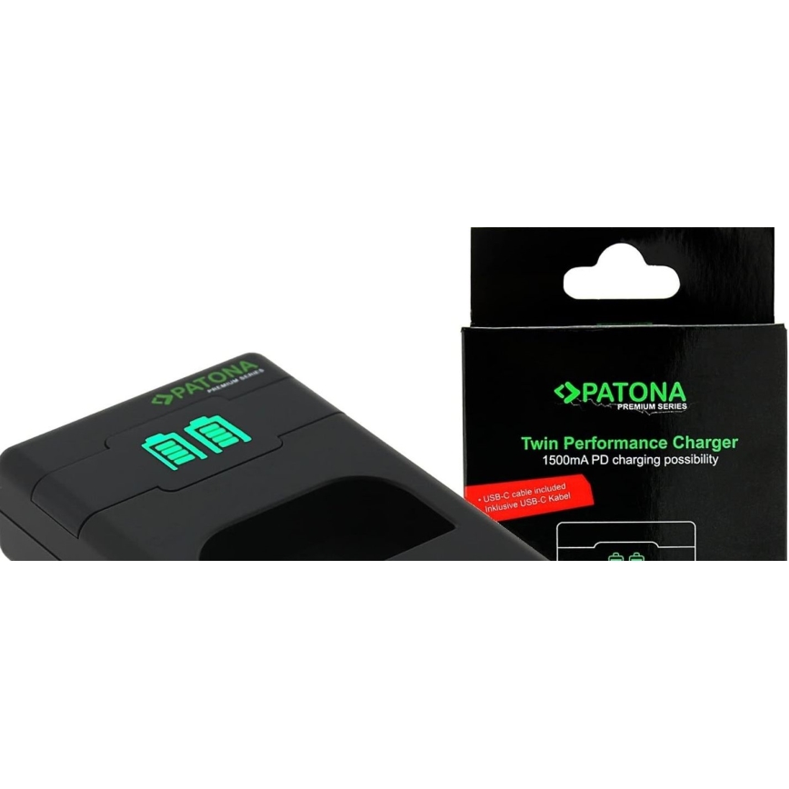 PATONA - Snellader Dual Sony NP-FW50 + kabel USB-C 0.6m