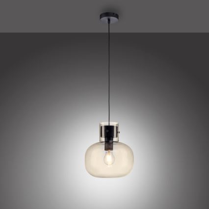 Paul Neuhaus 2003-27 - Hanglamp aan een koord SHITAKE 1xE27/10W/230V diameter 25 cm gerookt