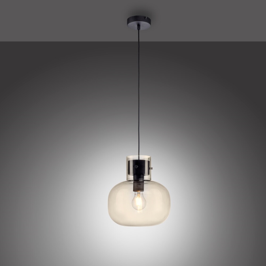 Paul Neuhaus 2003-27 - Hanglamp aan een koord SHITAKE 1xE27/10W/230V diameter 25 cm gerookt