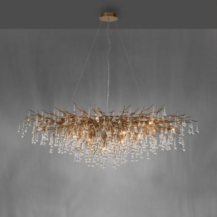 Paul Neuhaus 2031-11 - Hanglamp aan een koord ICICLE 15xG9/40W/230V 75x150 cm messing