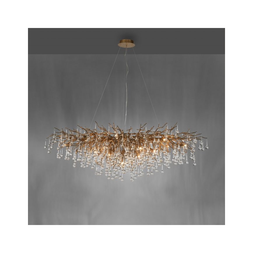 Paul Neuhaus 2031-11 - Hanglamp aan een koord ICICLE 15xG9/40W/230V 75x150 cm messing