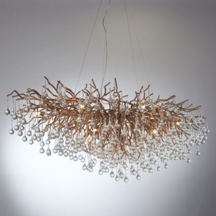 Paul Neuhaus 2031-11 - Hanglamp aan een koord ICICLE 15xG9/40W/230V 75x150 cm messing