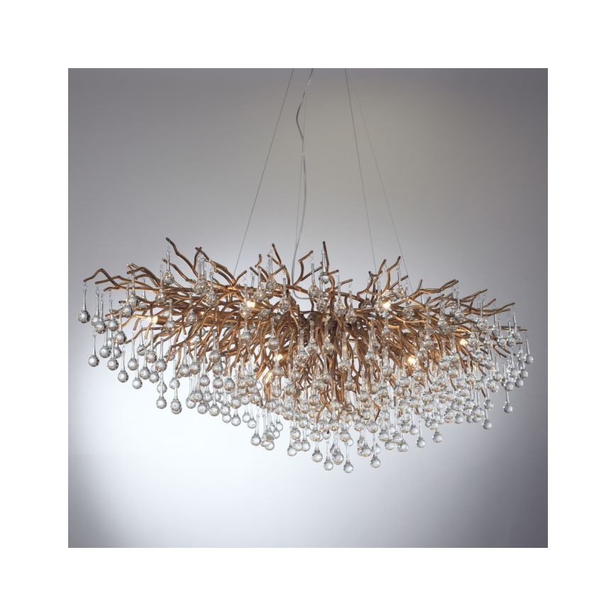Paul Neuhaus 2031-11 - Hanglamp aan een koord ICICLE 15xG9/40W/230V 75x150 cm messing