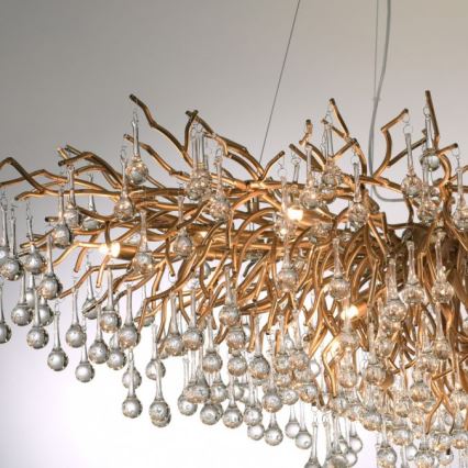 Paul Neuhaus 2031-11 - Hanglamp aan een koord ICICLE 15xG9/40W/230V 75x150 cm messing
