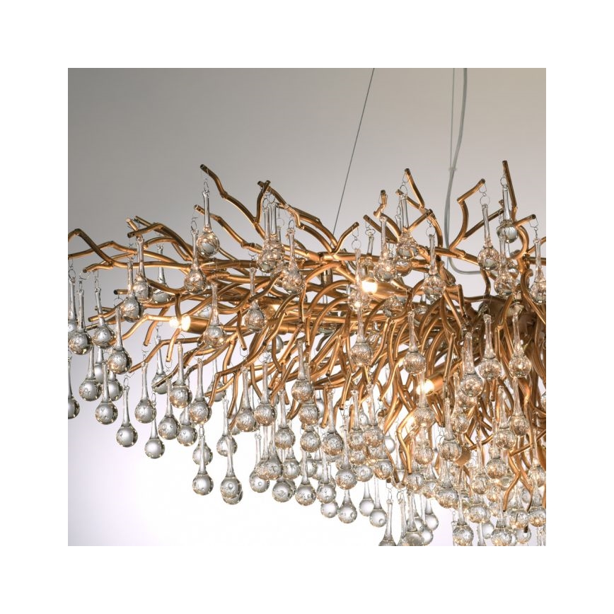 Paul Neuhaus 2031-11 - Hanglamp aan een koord ICICLE 15xG9/40W/230V 75x150 cm messing