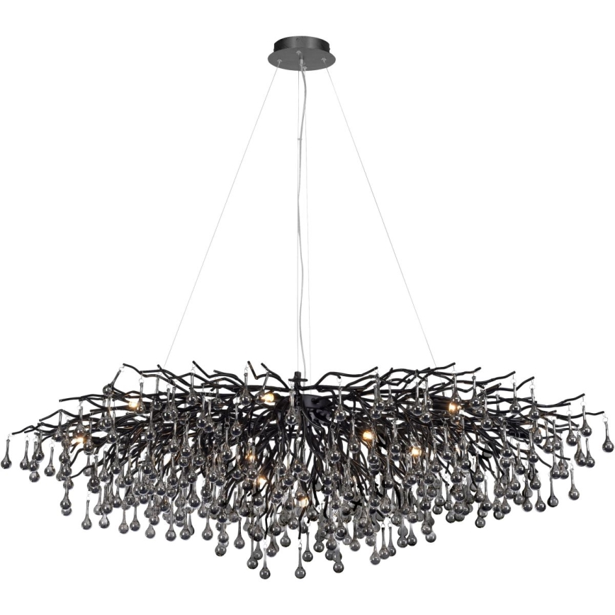 Paul Neuhaus 2031-18 - Kroonluchter met kabelophanging ICICLE 15xG9/40W/230V 75x150 cm zwart