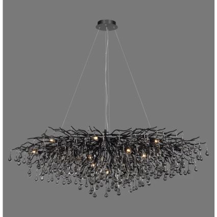 Paul Neuhaus 2031-18 - Kroonluchter met kabelophanging ICICLE 15xG9/40W/230V 75x150 cm zwart