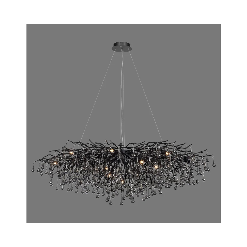 Paul Neuhaus 2031-18 - Kroonluchter met kabelophanging ICICLE 15xG9/40W/230V 75x150 cm zwart