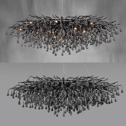 Paul Neuhaus 2031-18 - Kroonluchter met kabelophanging ICICLE 15xG9/40W/230V 75x150 cm zwart
