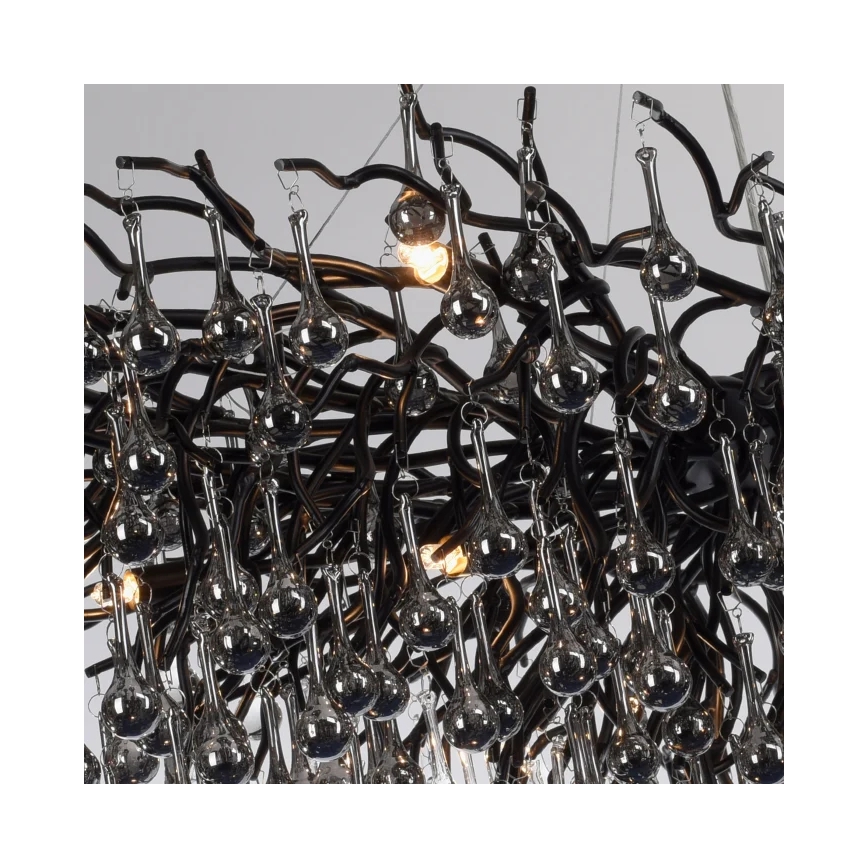 Paul Neuhaus 2031-18 - Kroonluchter met kabelophanging ICICLE 15xG9/40W/230V 75x150 cm zwart