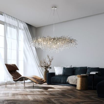 Paul Neuhaus 2031-55 - Hanglamp aan een koord ICICLE 15xG9/40W/230V 75x150 cm glanzend chroom