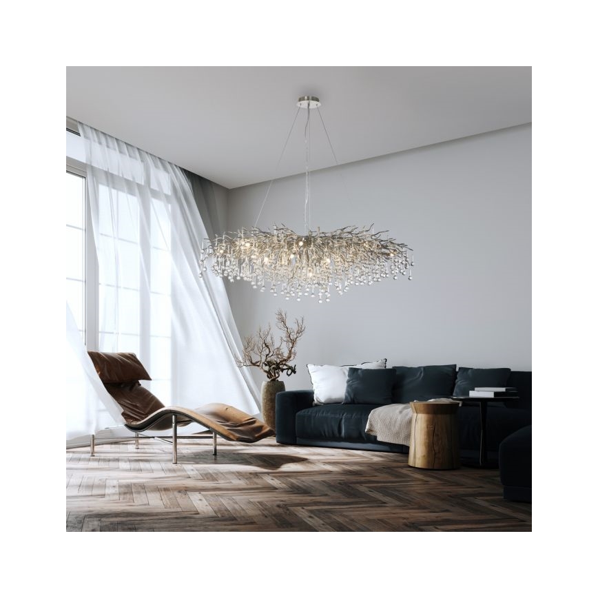 Paul Neuhaus 2031-55 - Hanglamp aan een koord ICICLE 15xG9/40W/230V 75x150 cm glanzend chroom