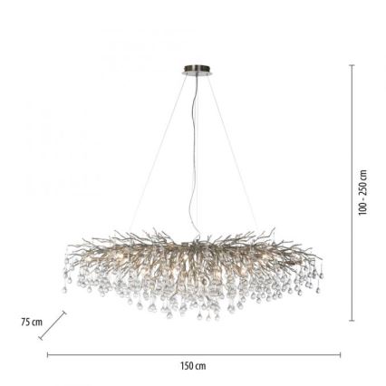 Paul Neuhaus 2031-55 - Hanglamp aan een koord ICICLE 15xG9/40W/230V 75x150 cm glanzend chroom