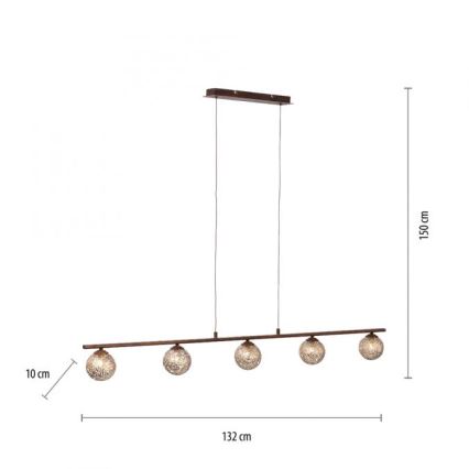 Paul Neuhaus 2040-48 - Hanglamp aan koord GRETA 5xG9/40W/230V