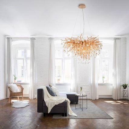 Paul Neuhaus 2192-11 - Hanglamp aan een koord ICICLE 10xG9/40W/230V 50x100 cm messing