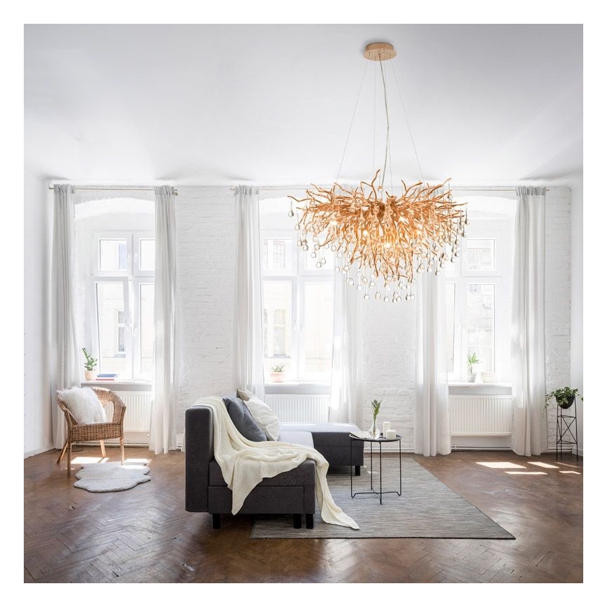 Paul Neuhaus 2192-11 - Hanglamp aan een koord ICICLE 10xG9/40W/230V 50x100 cm messing