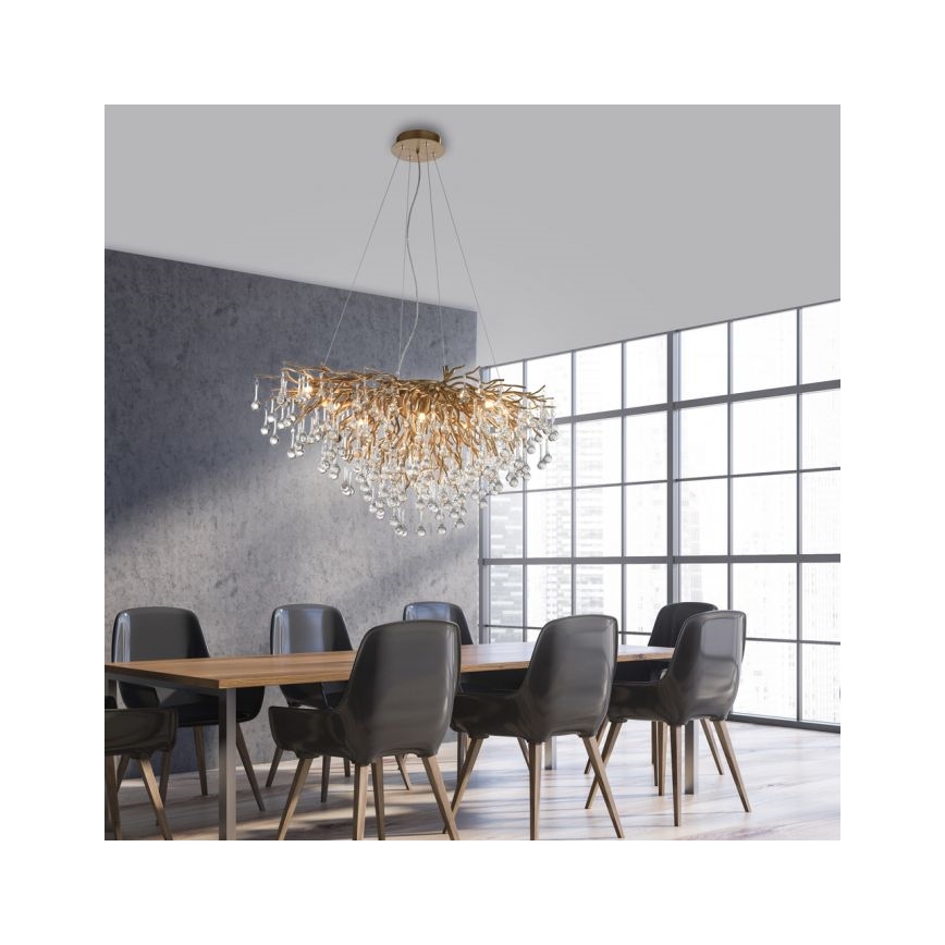 Paul Neuhaus 2192-11 - Hanglamp aan een koord ICICLE 10xG9/40W/230V 50x100 cm messing
